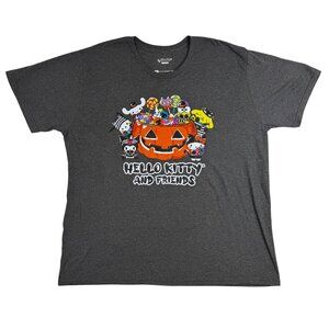 Sanrio Mens Gray Cotton/Polyester Hello Kitty Halloween Graphic T-Shirt Size 3XL